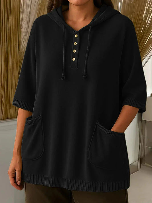 Sieviešu vienkrāsains džemperis ar kapuci