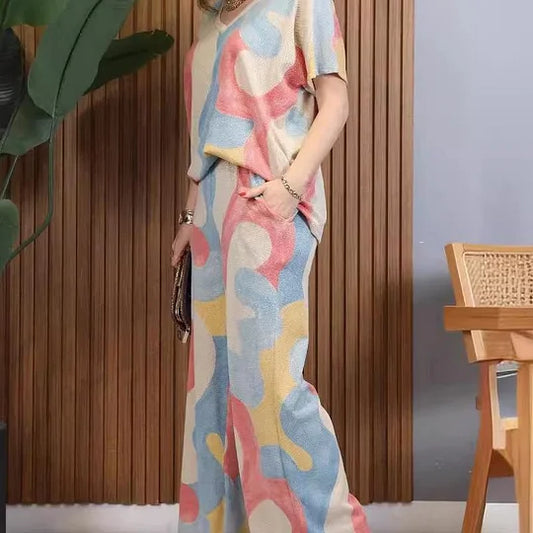 Kontrastējošu krāsu augšdaļas un bikses komplekts