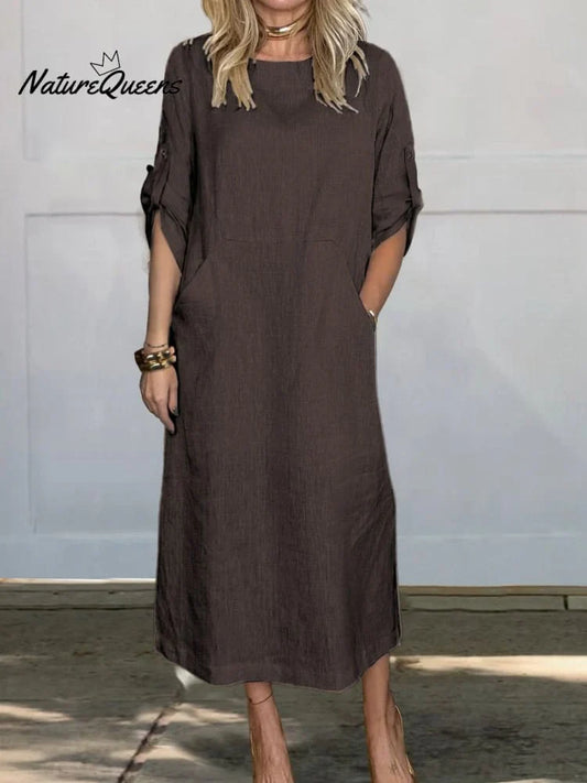 Ērta sieviešu kleita no kokvilnas