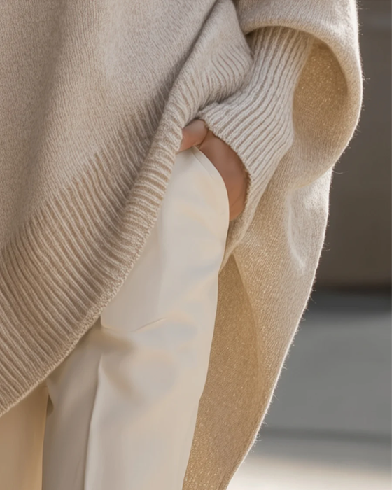 Brīvi piegulošs džemperis ar apaļu izgriezumu