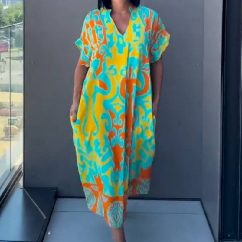 Sieviešu brīvā laika eleganta apģērba kleita ar rakstu