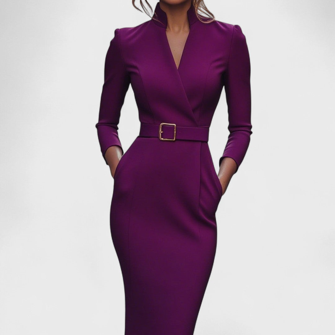 Eleganta kleita ar jostu un apkakli