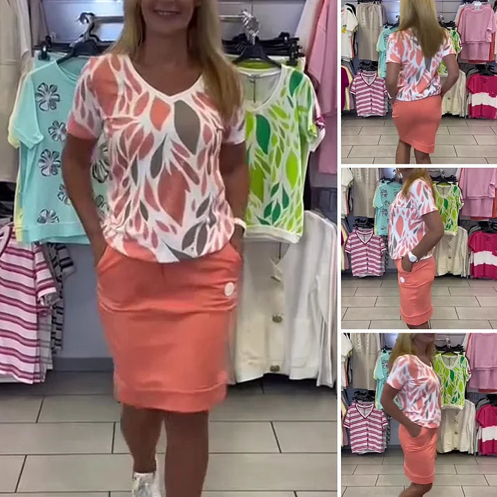 Elegants dāmu divdaļīgs komplekts ar rakstiem