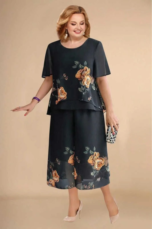 Didelių dydžių gėlių rašto dviejų dalių komplektas