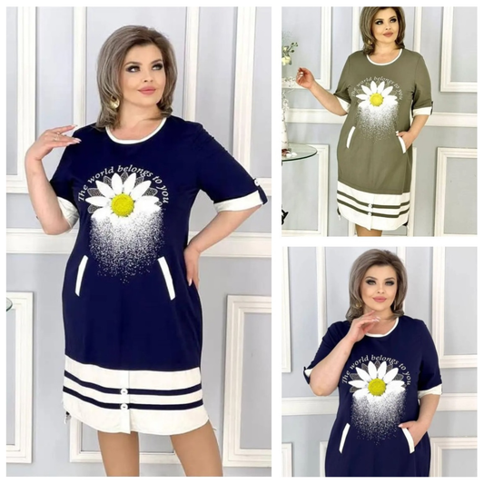 Eleganta kleita ar ziedu apdruku