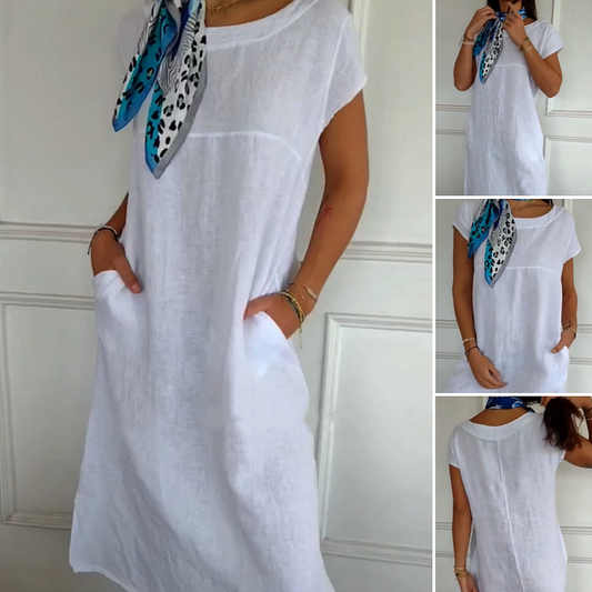 Sieviešu vasaras kleita ar īsām piedurknēm