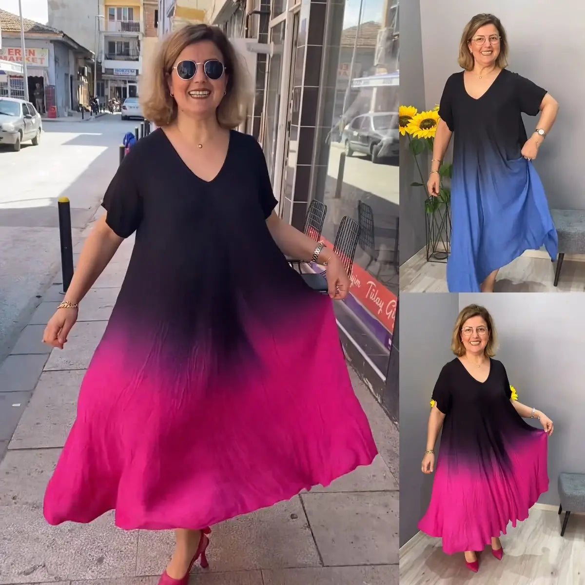 Kleita izrotāta ar ombre dizainu