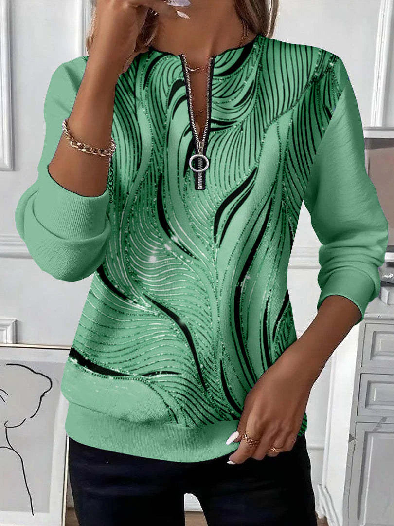 Džemperis ar V veida apkakli un rāvējslēdzēju