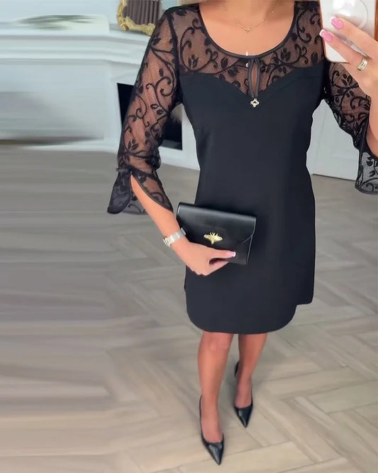 Melna kleita ar garām piedurknēm