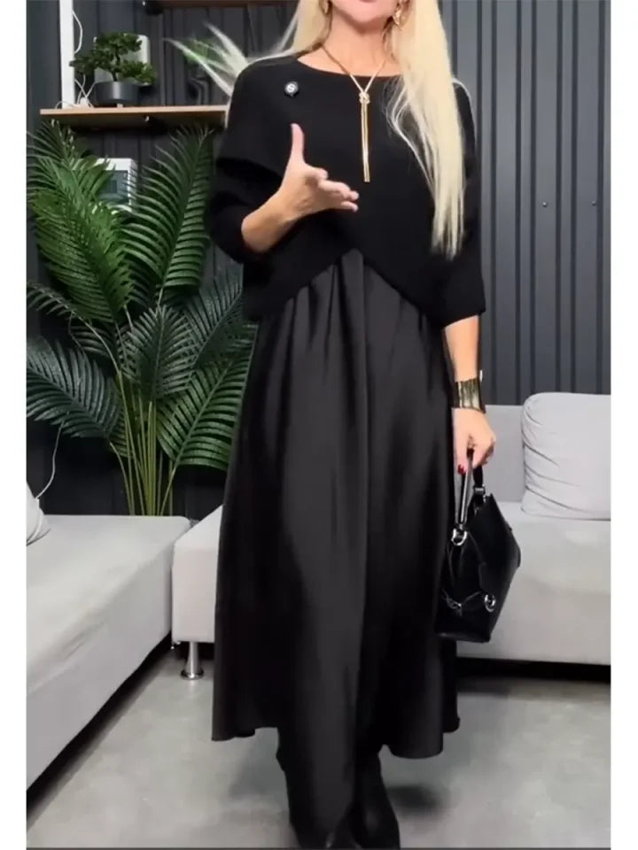 Divdaļīgs sieviešu komplekts: adīts džemperis un kleita