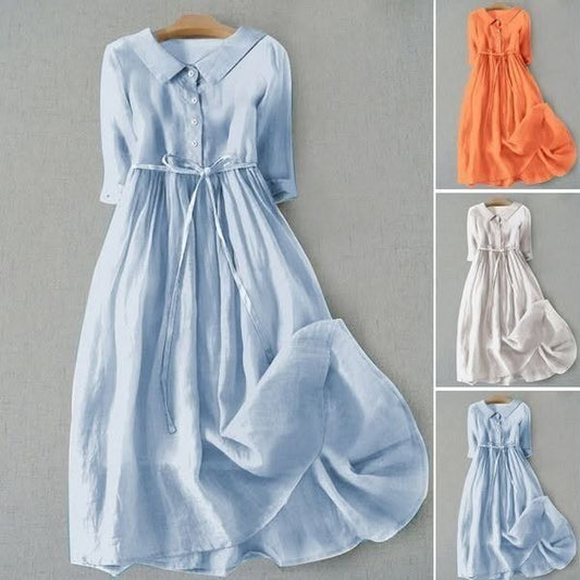 Vienkārša kokvilnas kleita ar jostu