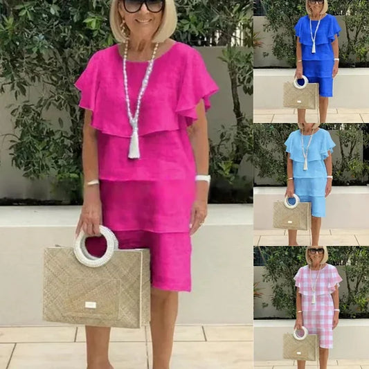 Kokvilnas kleita ar volāniem