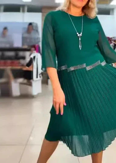 Sieviešu eleganta, krokota, elpojoša kleita