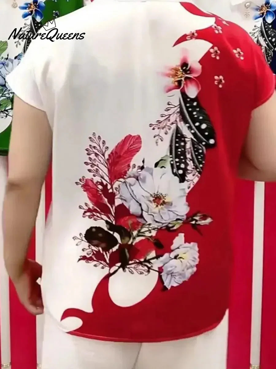 Sieviešu ērta īsroku blūze