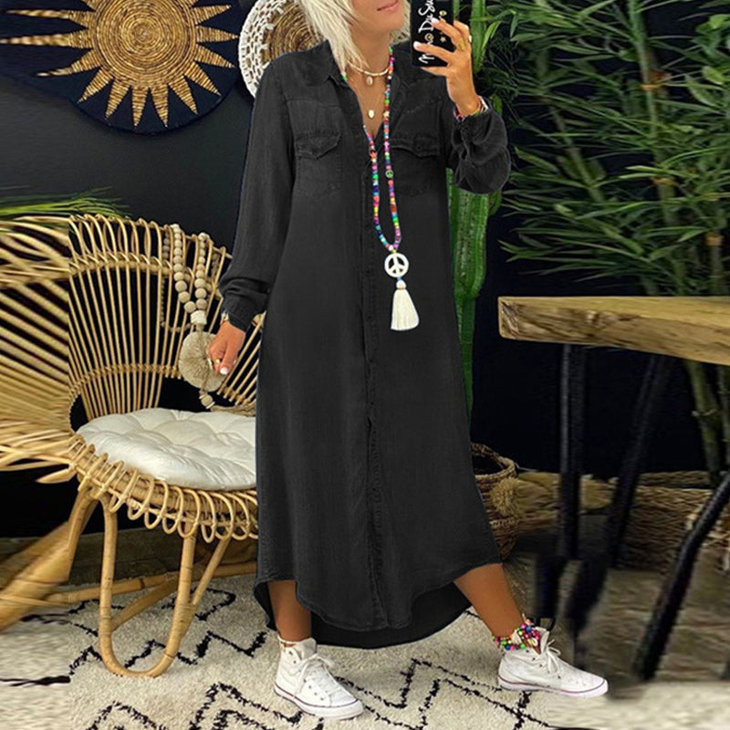 Džinsa kleita ar garām piedurknēm