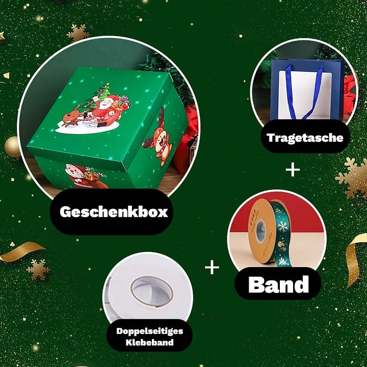 Radoša Ziemassvētku dāvanu kaste: 5 līmeņu pārsteiguma dāvanu kaste ar lenti