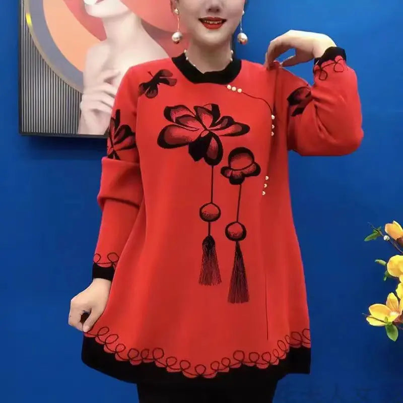 Silts sieviešu džemperis ar ziedu