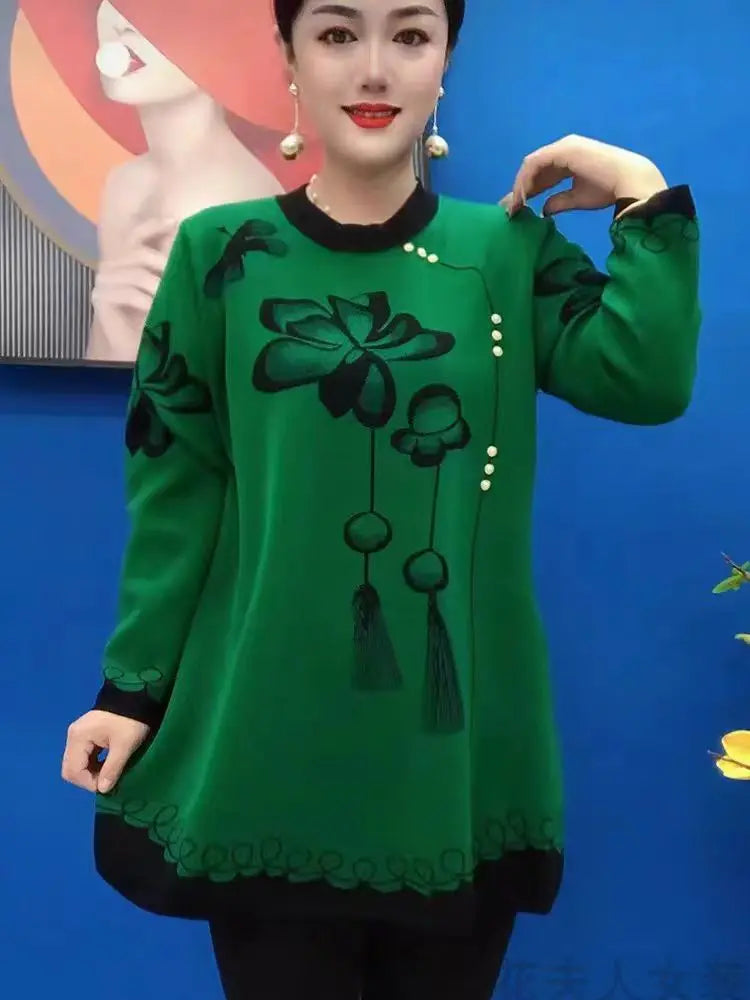 Silts sieviešu džemperis ar ziedu