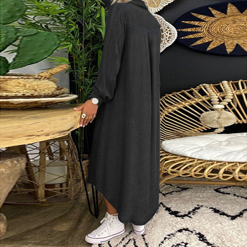 Džinsa kleita ar garām piedurknēm