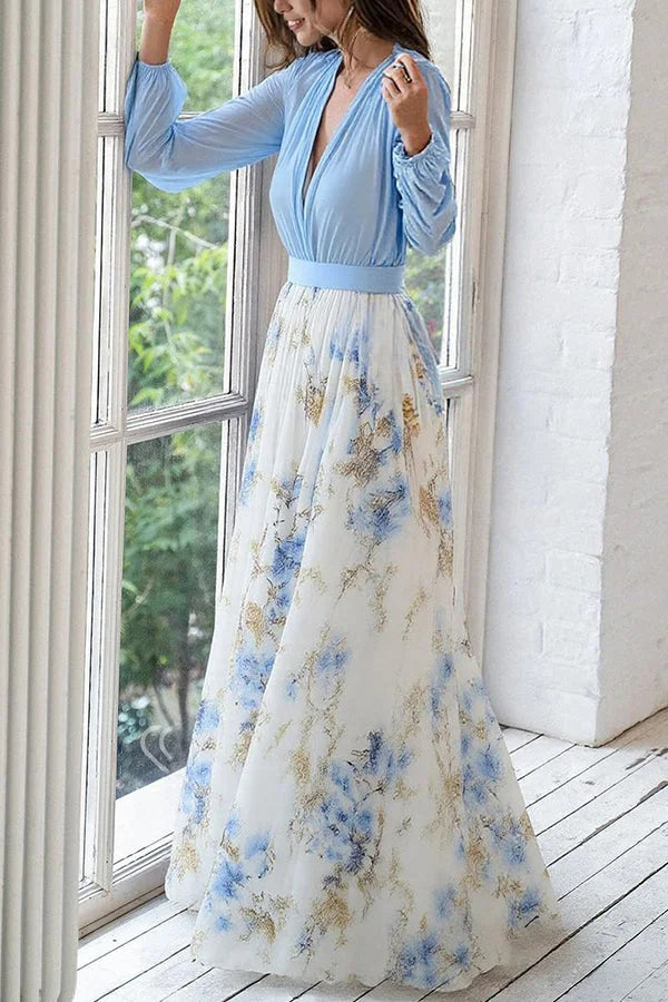 Eleganta maksi kleita ar ziedu rakstu