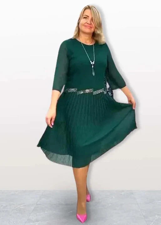 Sieviešu eleganta, krokota, elpojoša kleita