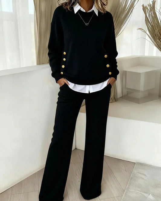 Sieviešu ērts divdaļīgs džemperis un bikses