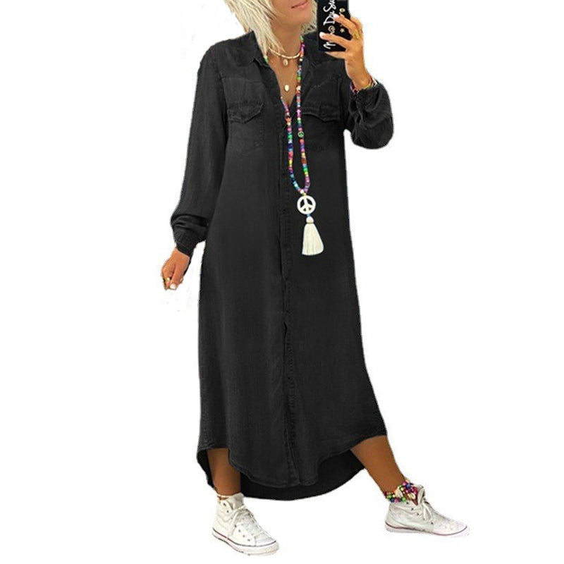 Džinsa kleita ar garām piedurknēm