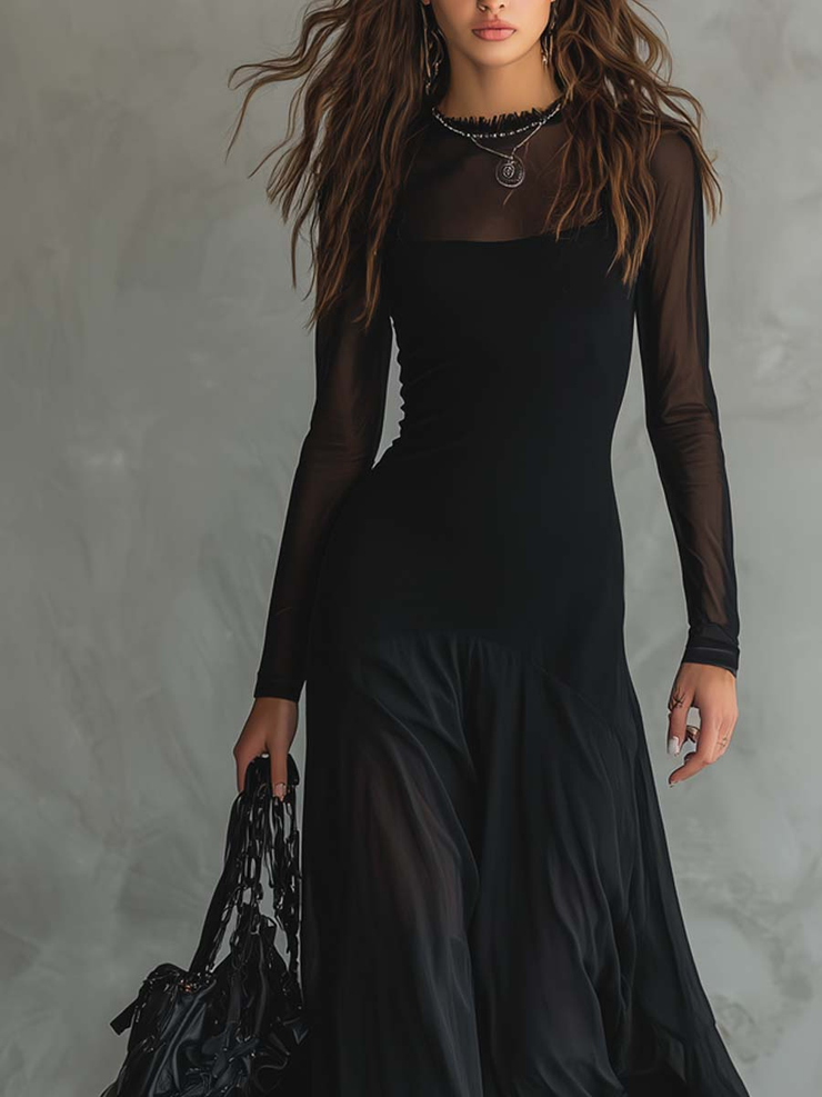 Melna brīva tilla kleita
