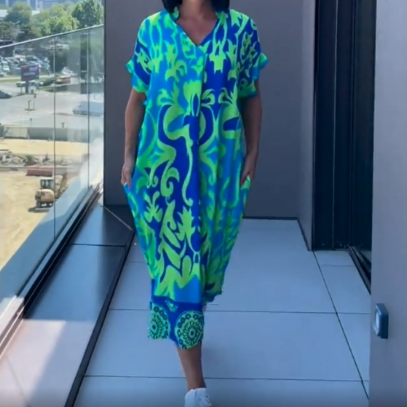 Sieviešu brīvā laika eleganta apģērba kleita ar rakstu