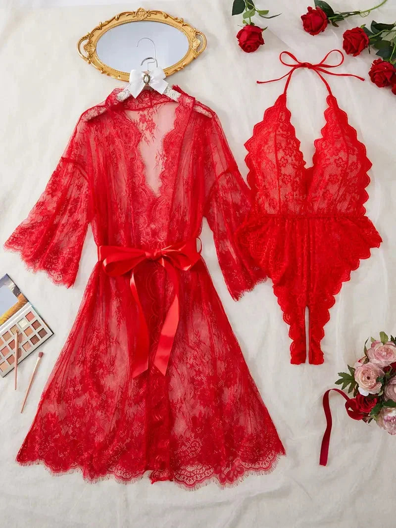 Sieviešu mežģīņu naktskreklu komplekts