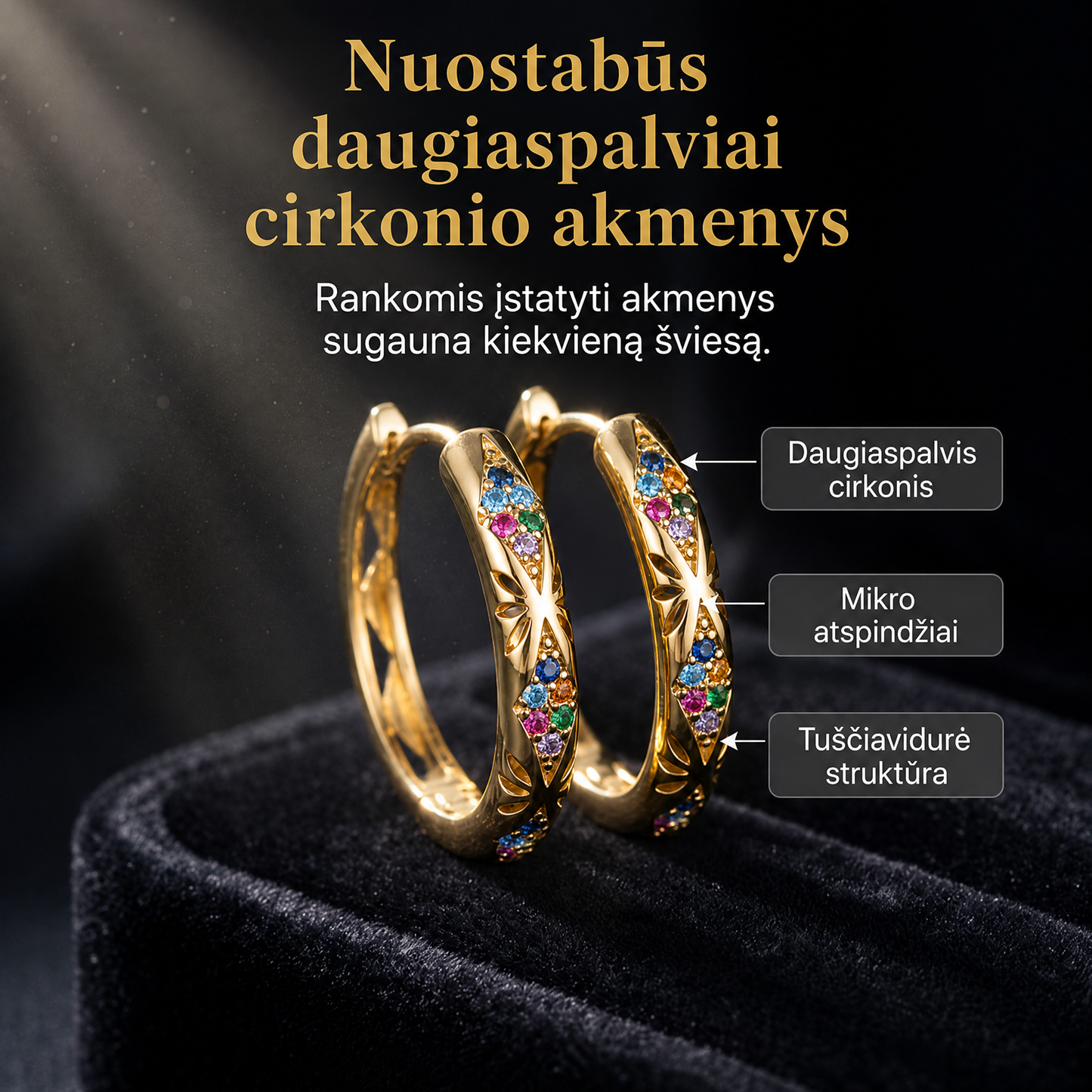 Mirdzošas kubiskā cirkonija stīpu auskari