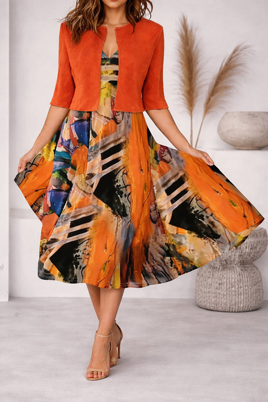 Bezpiedurkņu kleita un īss kardigans