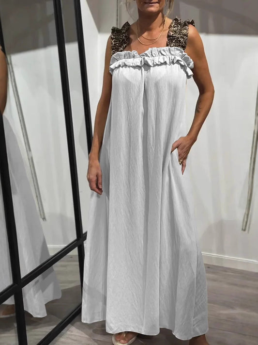 Vienkārša sieviešu kleita bez piedurknēm ar kabatām