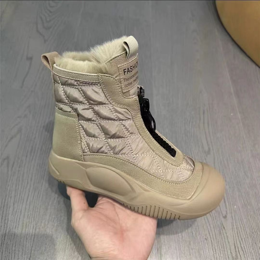 Silti zābaki sievietēm ar kažokādu un rāvējslēdzēju