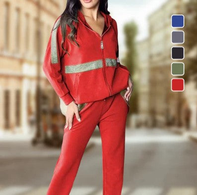 Vienkrāsains sieviešu brīvā laika divu daļu komplekts