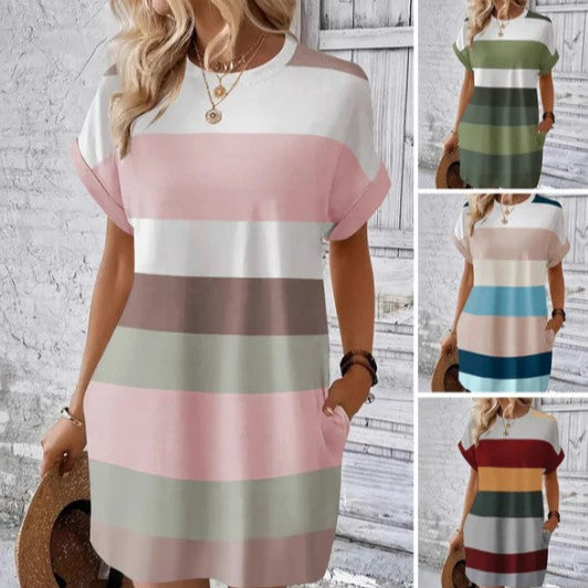 Sieviešu ikdienas kleita ar apaļu kakla izgriezumu