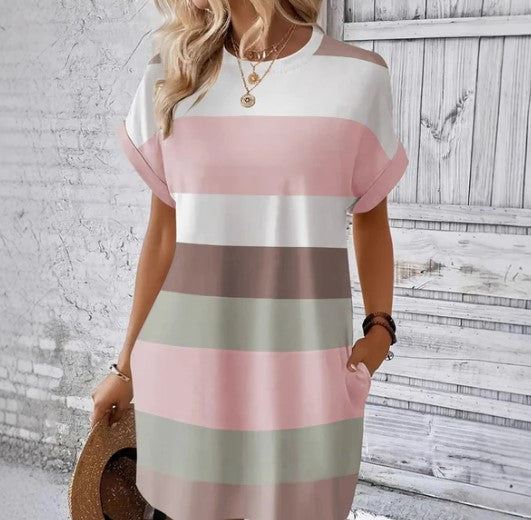 Sieviešu ikdienas kleita ar apaļu kakla izgriezumu