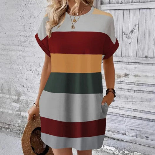 Sieviešu ikdienas kleita ar apaļu kakla izgriezumu