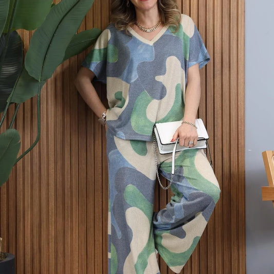 Kontrastējošu krāsu augšdaļas un bikses komplekts