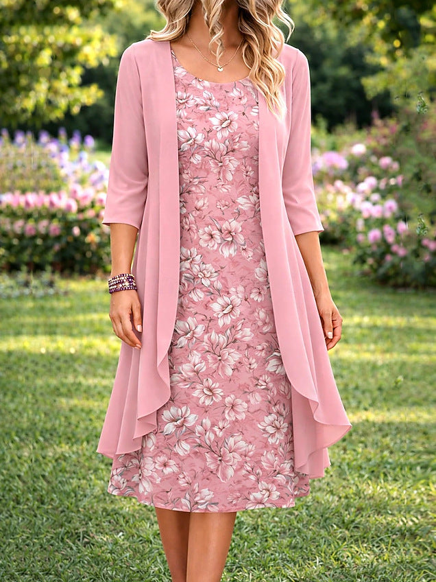 Elegants divdaļīgs ziedains kleitas komplekts