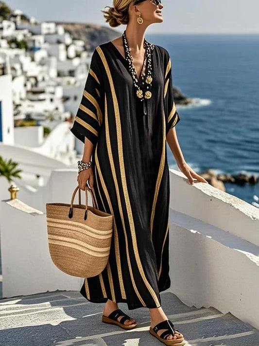 Sieviešu kleita ar kontrastējošām lentēm