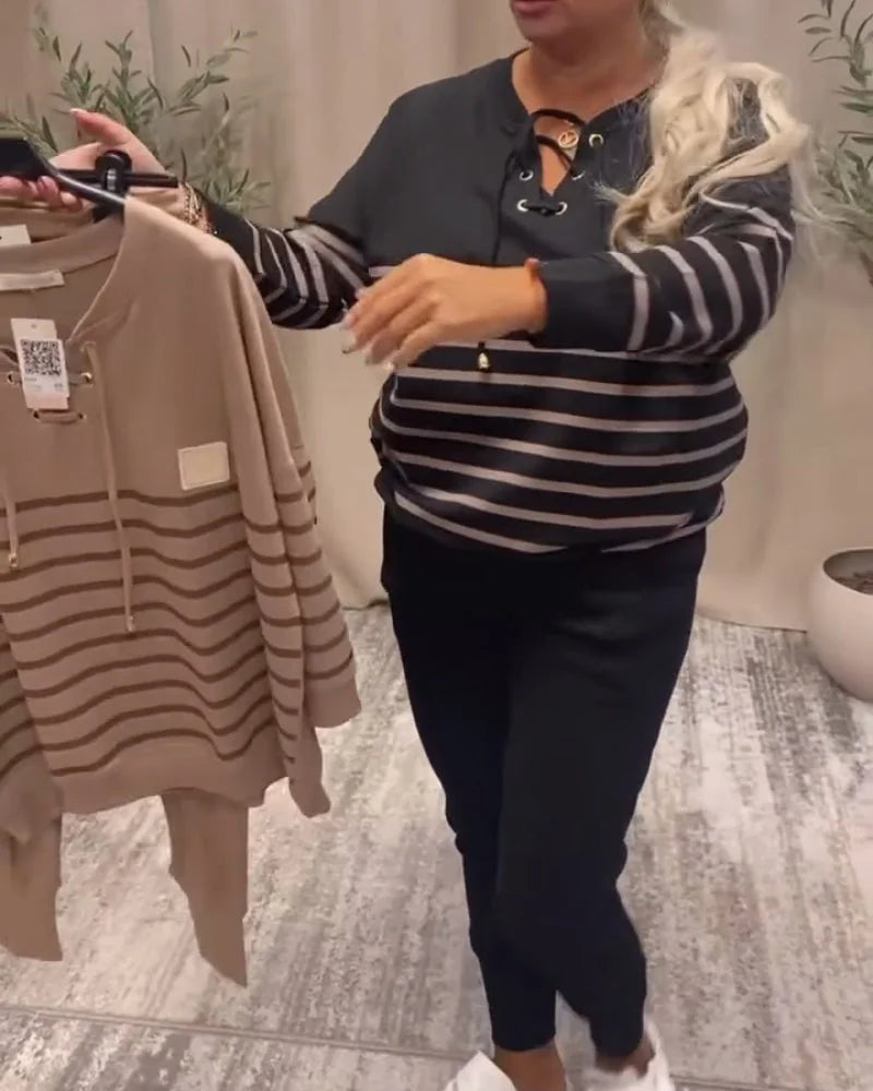 Gadījuma svītraini sporta divdaļīgi uzvalki