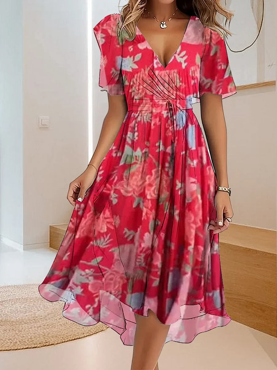 Brīvā laika kleita ar vienkāršu rakstu