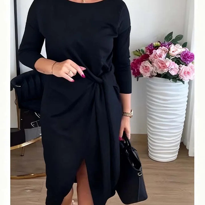 Eleganta midi kleita ar šķēlumu