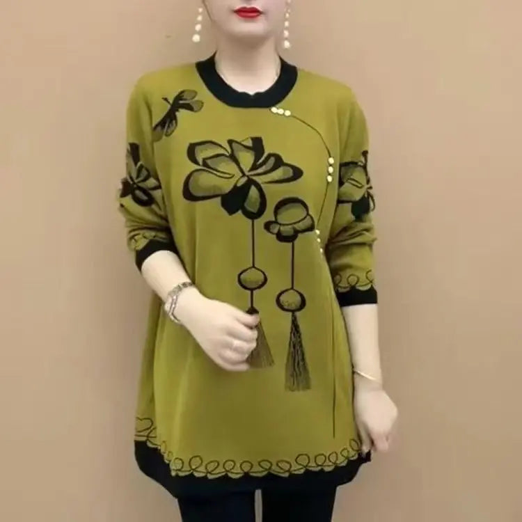 Silts sieviešu džemperis ar ziedu