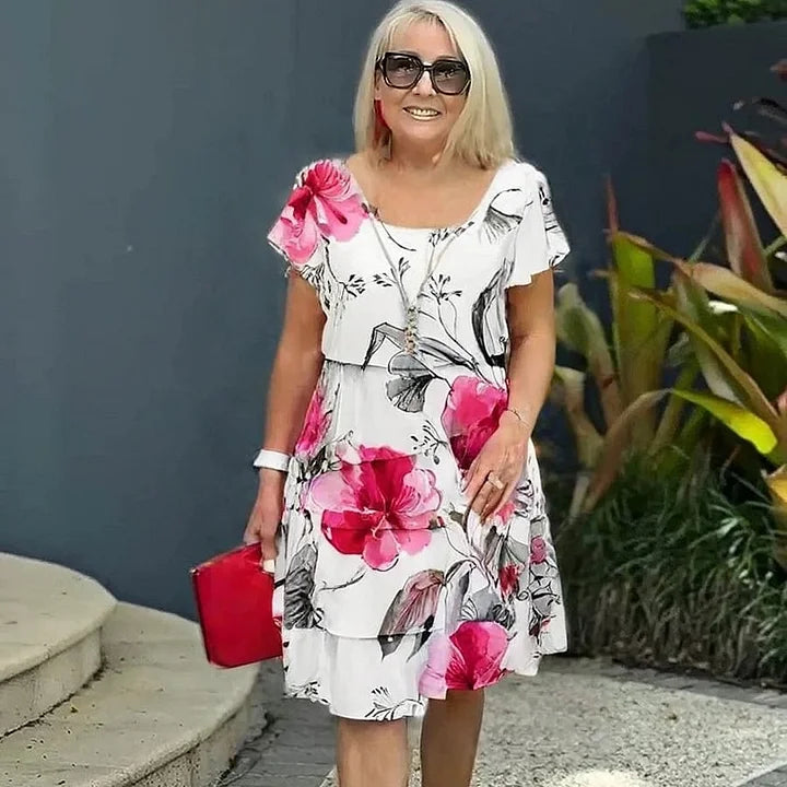 Eleganta, krāšņa ziedu kleita sievietēm