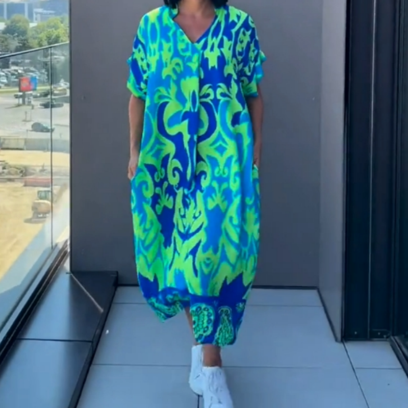 Sieviešu brīvā laika eleganta apģērba kleita ar rakstu