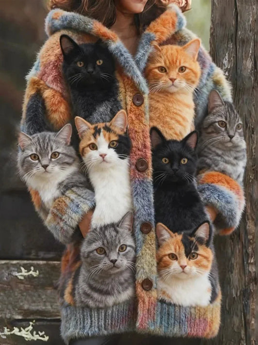 Sieviešu silts džemperis ar kaķiem