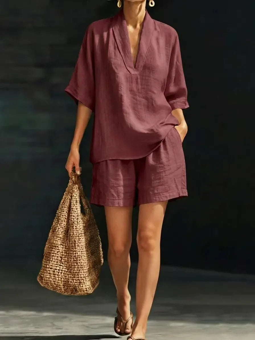 Sieviešu ikdienas blūzes un šortu komplekts