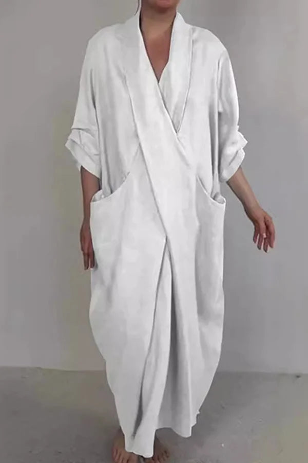 Brīva kritiena kokvilnas-linu kleita